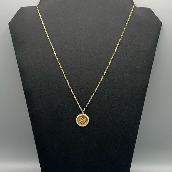 Kate Spade Mr & Mrs Bride Groom Wedding Round Crystal Pendant Necklace - Picture 3 of 6